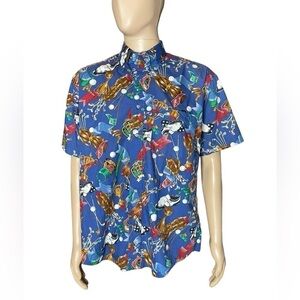 Vintage Golf PLEATS Button Down Long Sleeve Men’s Collared Shirt Size Large